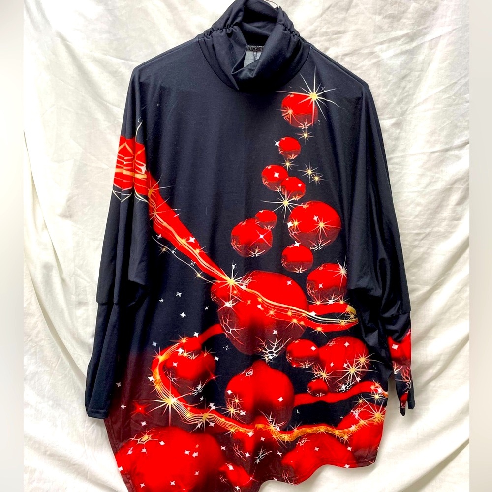 Christmas tree bulb long sleeve asymmetrical dress sz xl